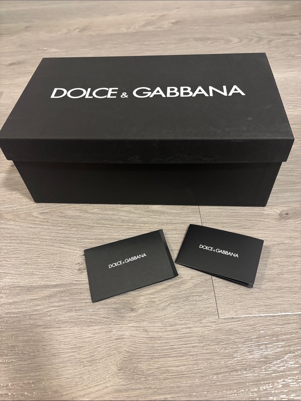 Dolce & Gabbana Shoe Box - black with white letters and care card